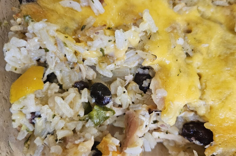 Chicken Chili Verde Rice Bake